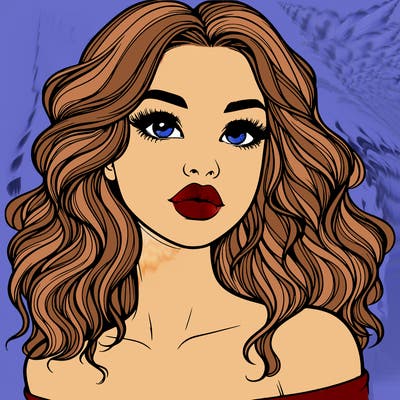 realistic girl with wavy hair and lips