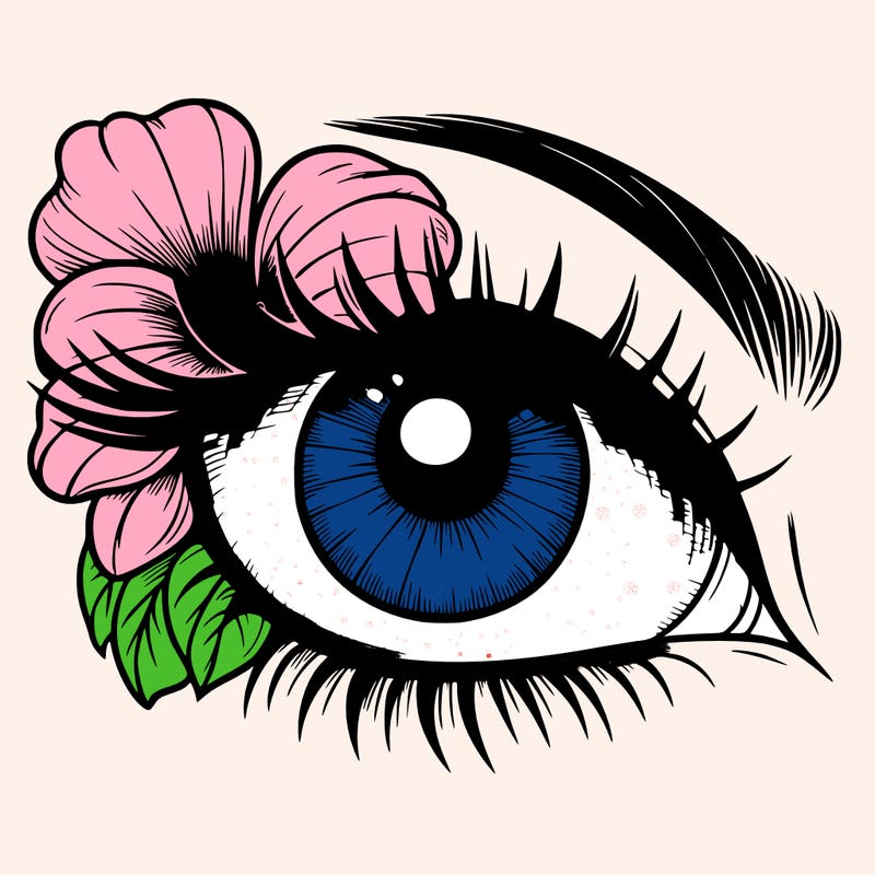 realistic eye with flower
