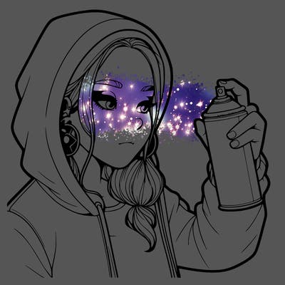 a realistic girl, spray painting