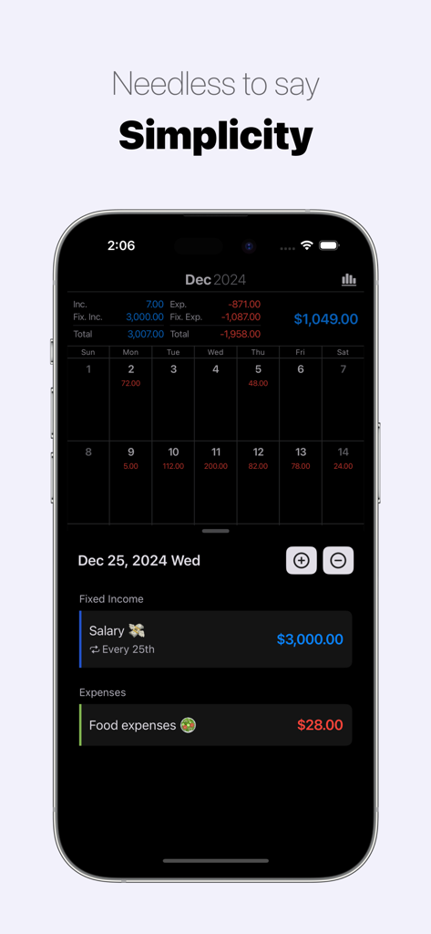 Money Keeper: Expenses Tracker - Money Keeper app screen displaying a minimalist financial calendar and daily expense logs.