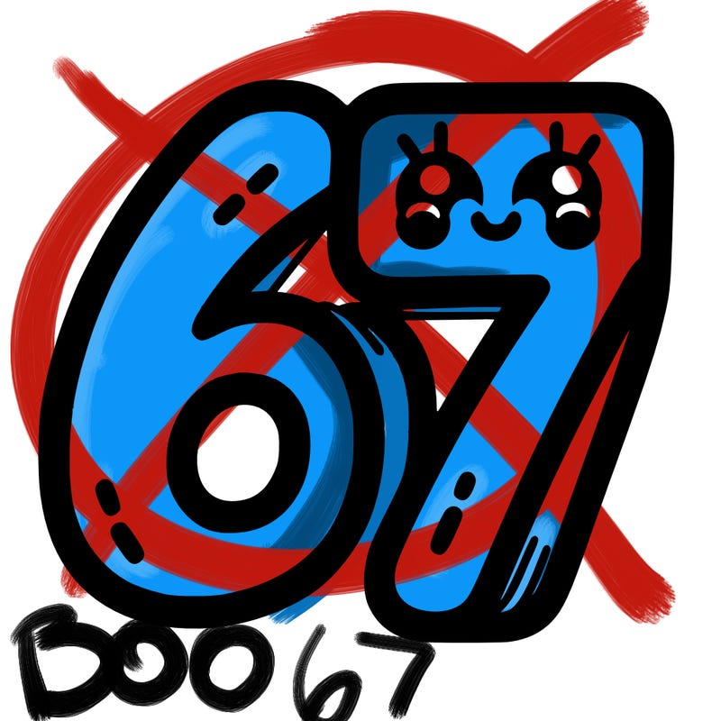 the numbers 67