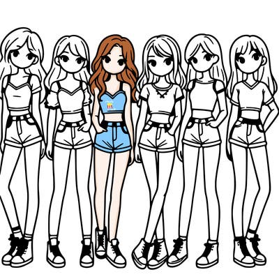 a group of girls wearing crop tops and shorts