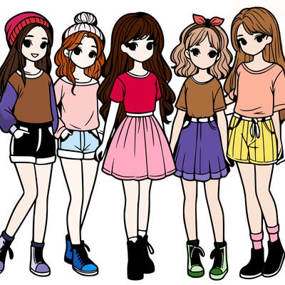 a group of five girls