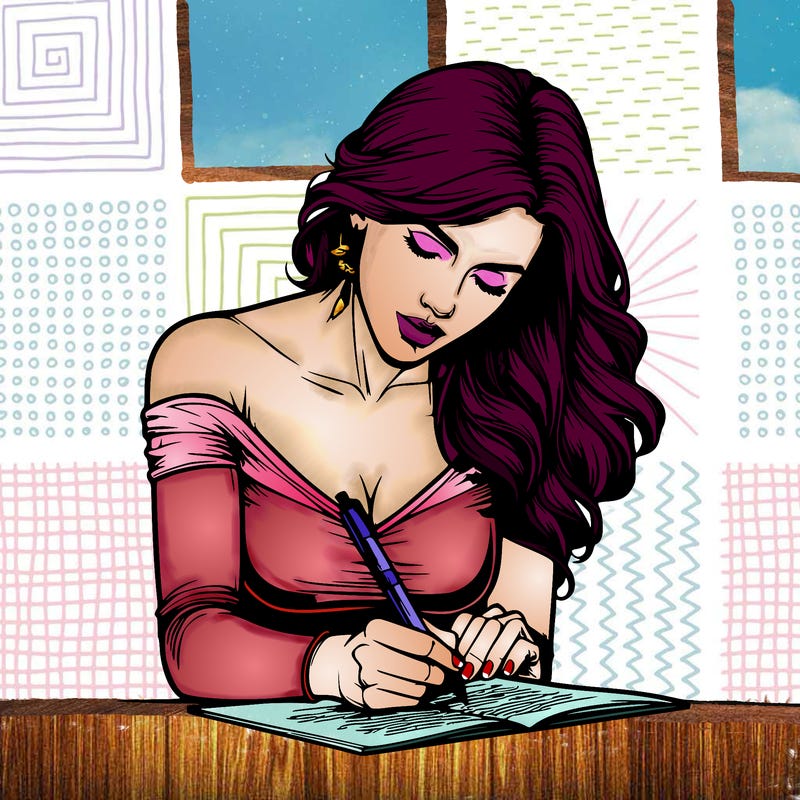 realistic female writing poetry