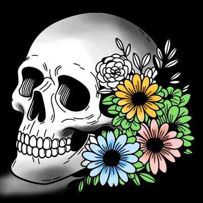 skull with flowers