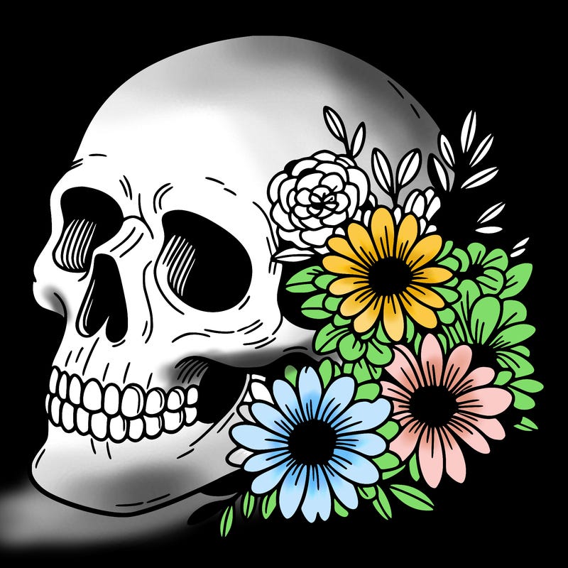 skull with flowers