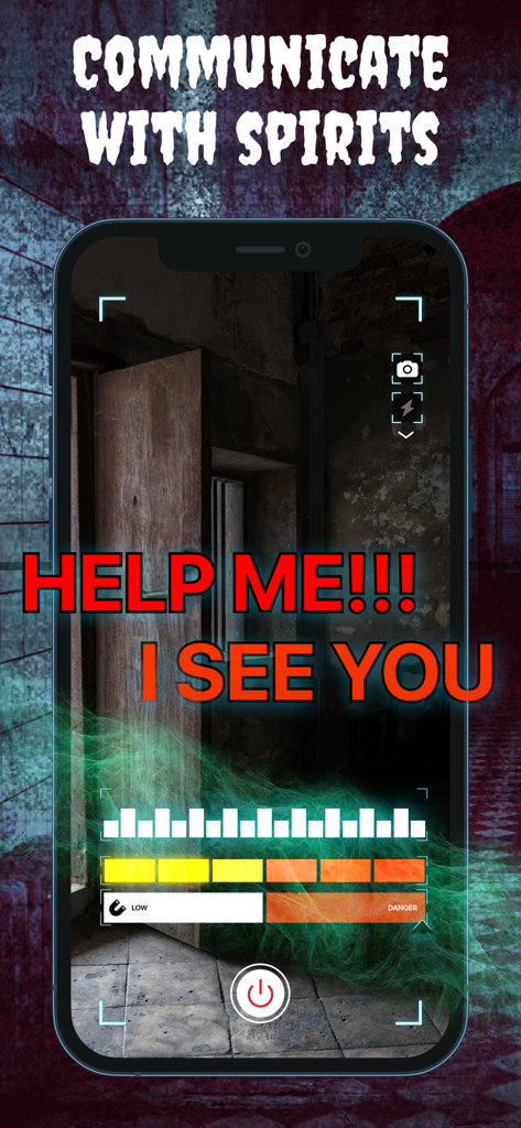 Ghost Detector - Spirit Box - Ghost Detector app interface showing spirit communication tools and paranormal activity meters