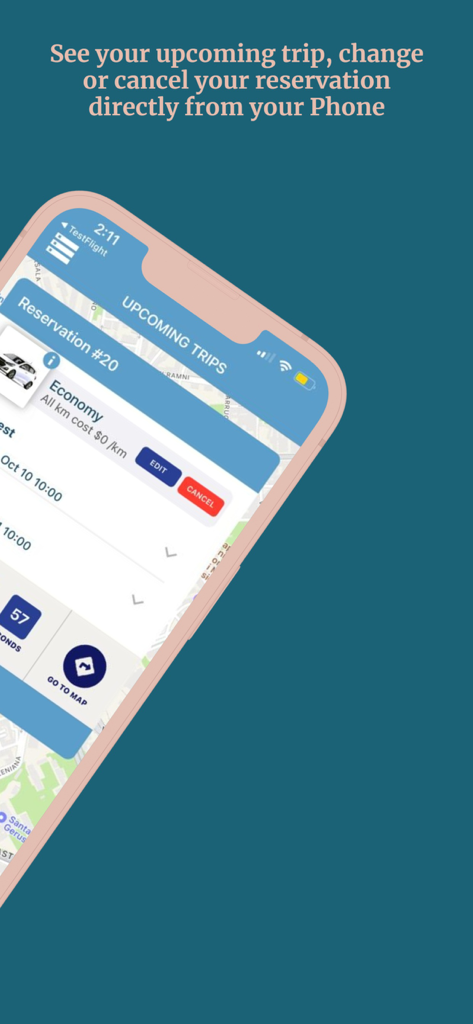 Zippy App - Zippy App screen for managing upcoming car rental reservations