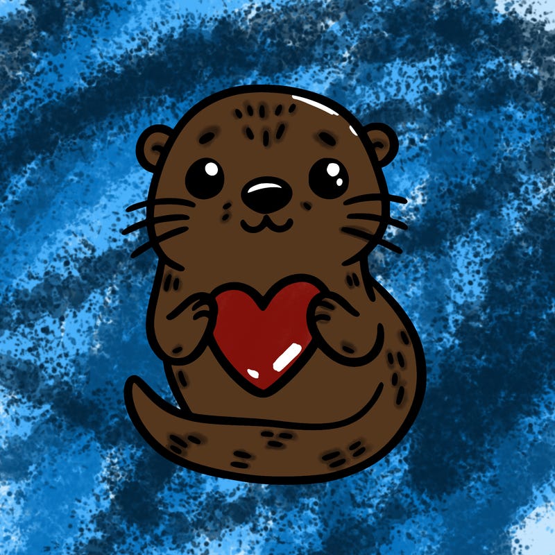 otter with a heart