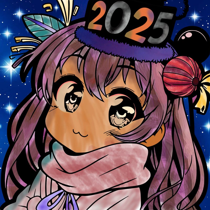 anime new year girl with 2025 head band