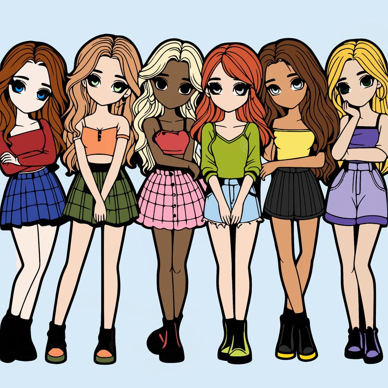 a group of girls realistic