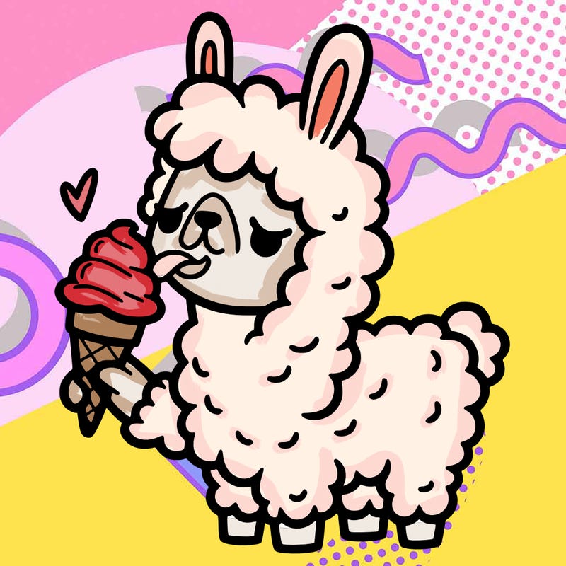 lama eating ice cream