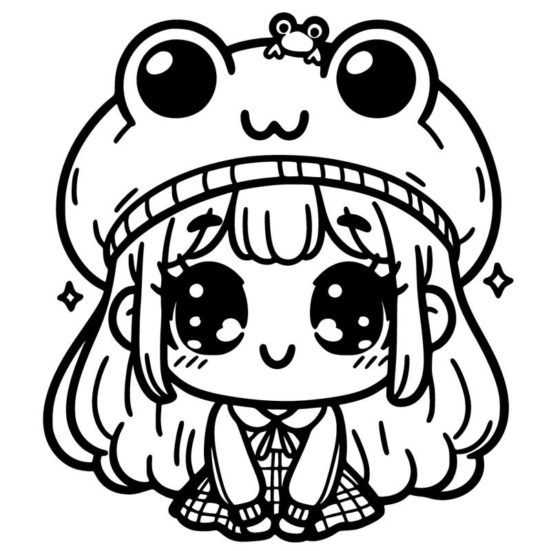 cute girl with frog hat