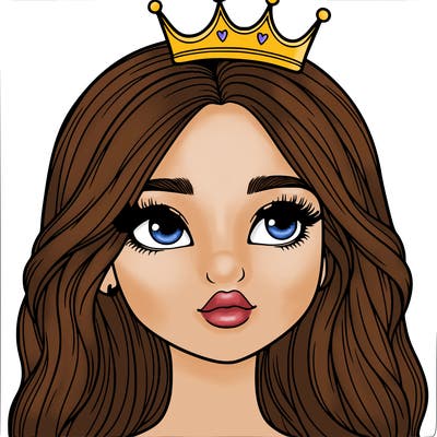 a realistic girl with a crown on