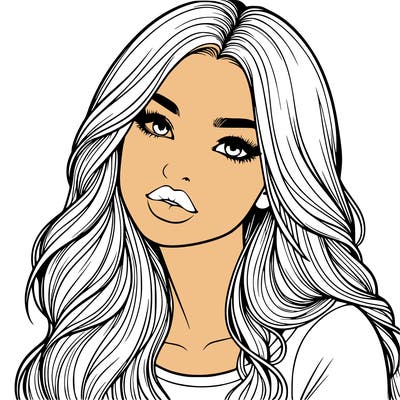 realistic girl with hair on her hair and lips