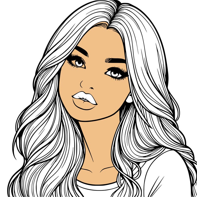 realistic girl with hair on her hair and lips