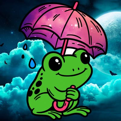 frog with a umbrella cute
