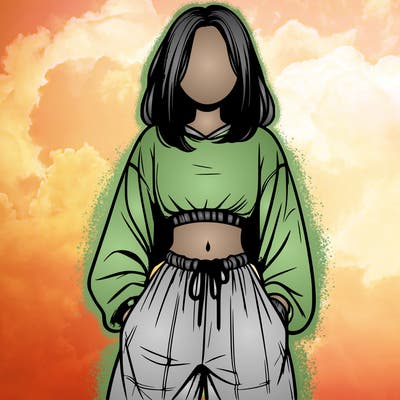 realistic girl faceless with baggy pants and a crop top