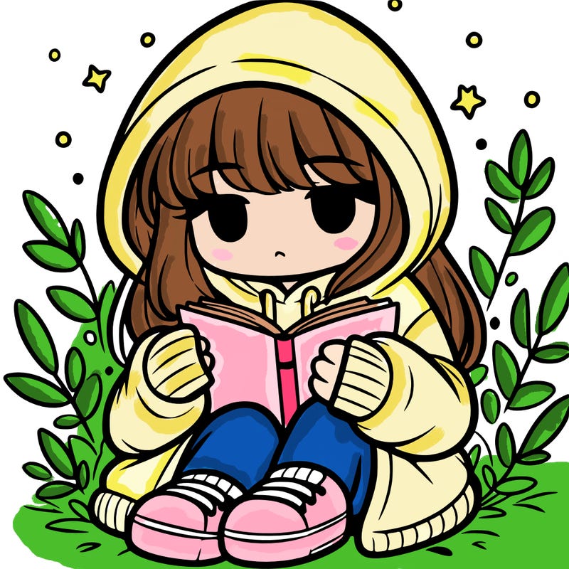 girl in oversized hoodie reading a book