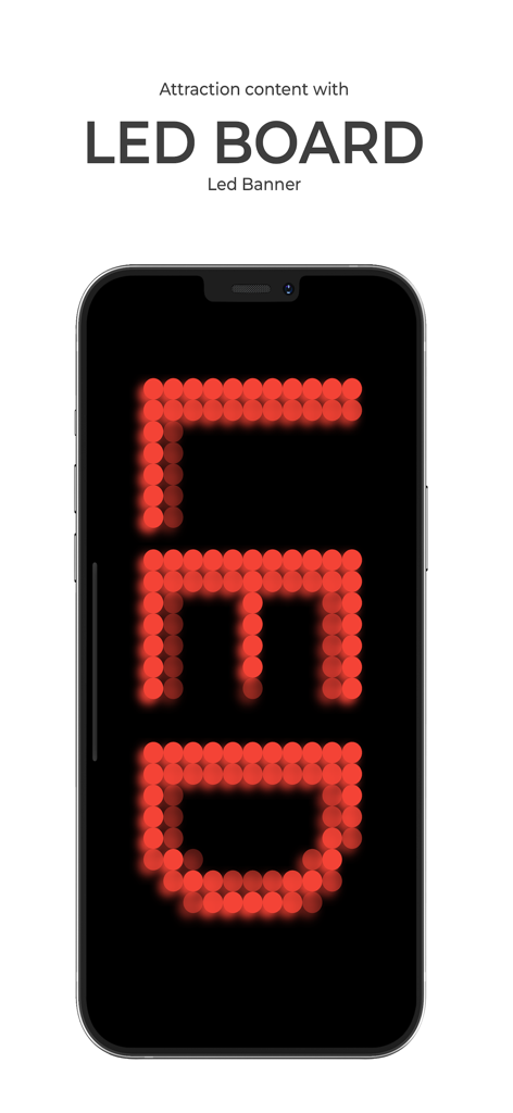 Led Board - Led Banner - Smartphone showing a red LED banner with the word LED on the screen.