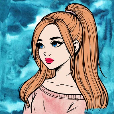 realistic girl with a high ponytail