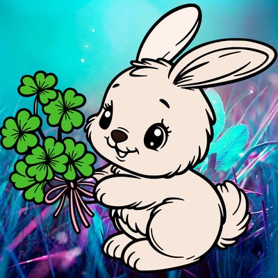 bunny with a bunch of clover