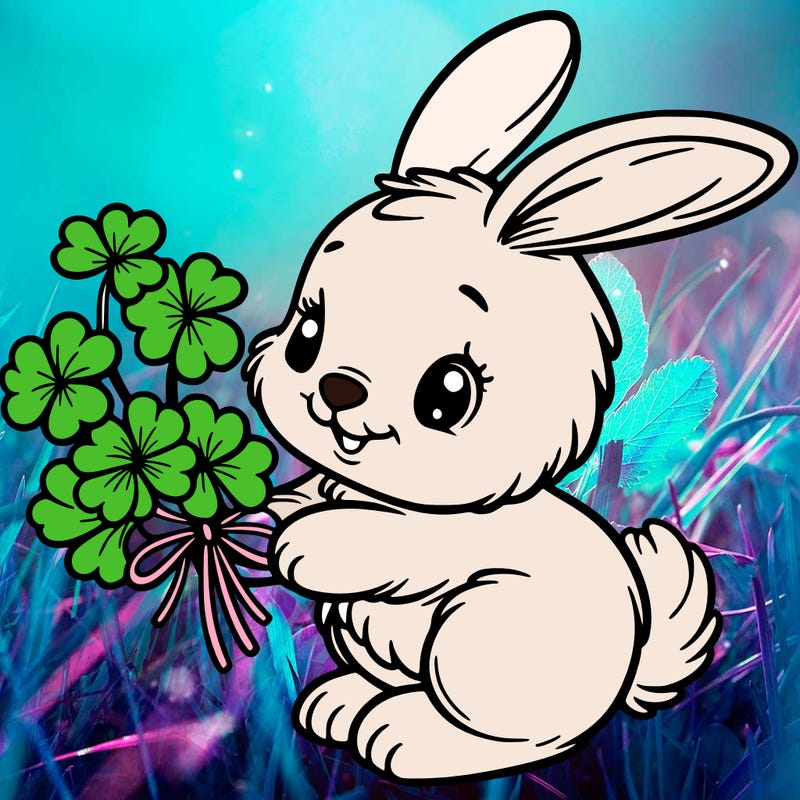 bunny with a bunch of clover