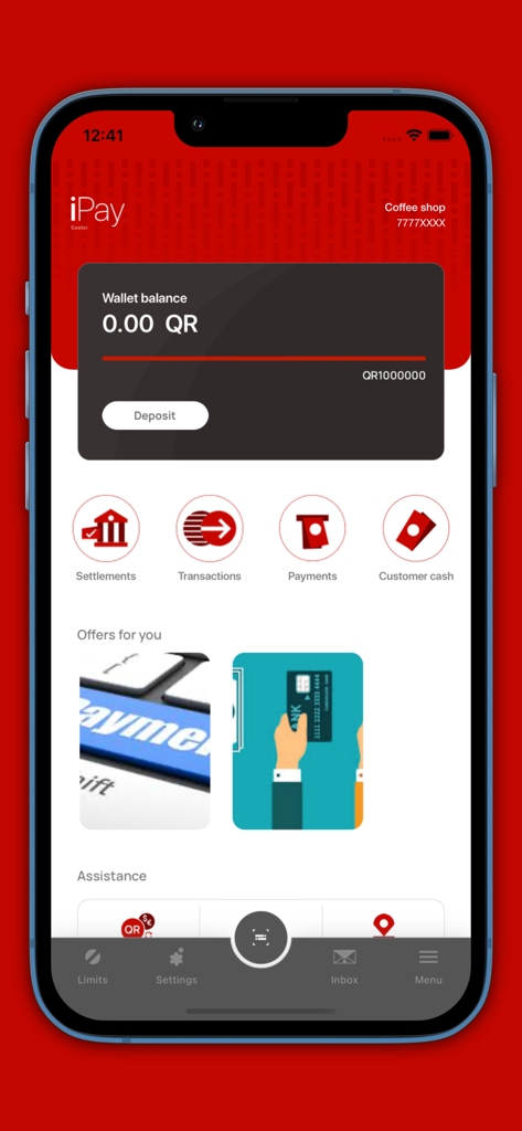 iPay Merchant - iPay Merchant app dashboard showing wallet balance and business services