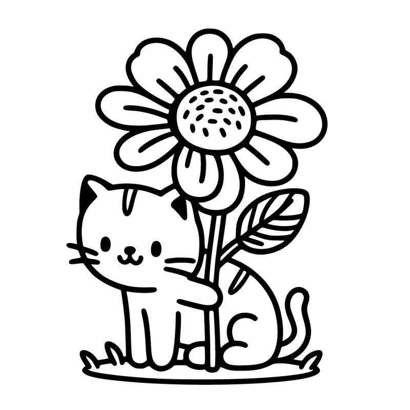 flower with cat