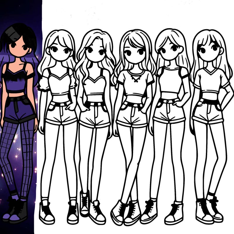 a group of girls wearing crop tops and shorts