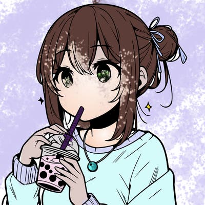 manga character drinking boba