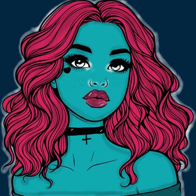 realistic girl with wavy hair and lips