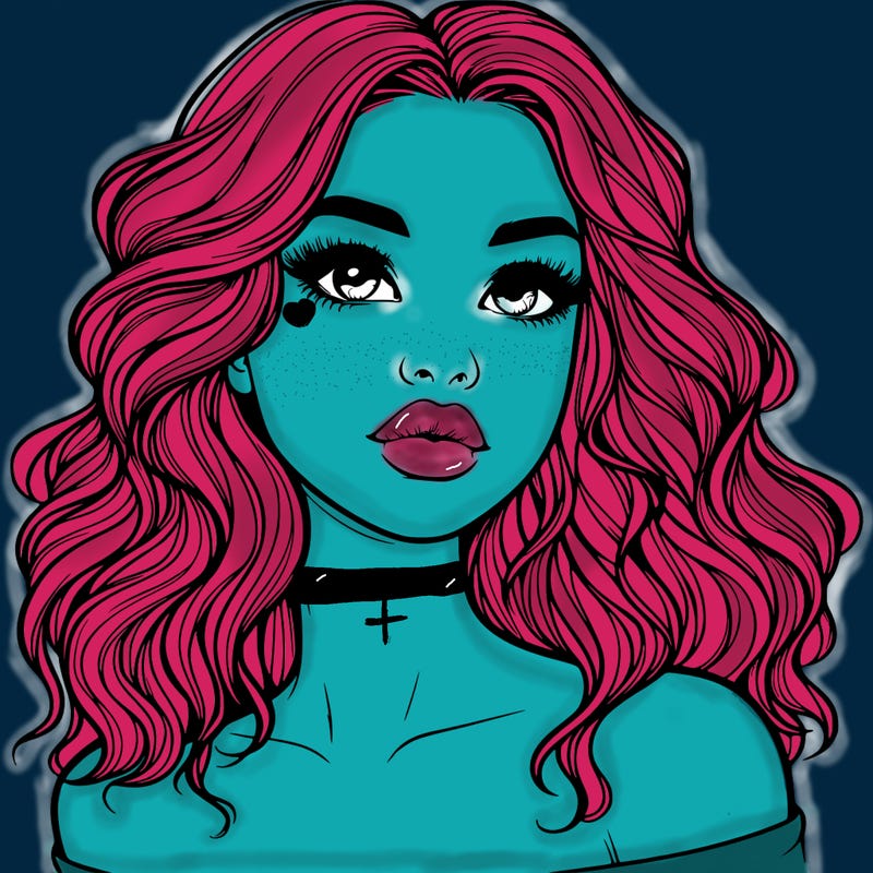 realistic girl with wavy hair and lips