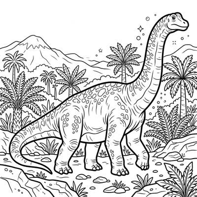 Step back in time and bring this magnificent Dreadnoughtus to life with color. Designed specifically for seniors, this coloring page offers clear outlines and engaging details for a relaxing and stimulating activity.
