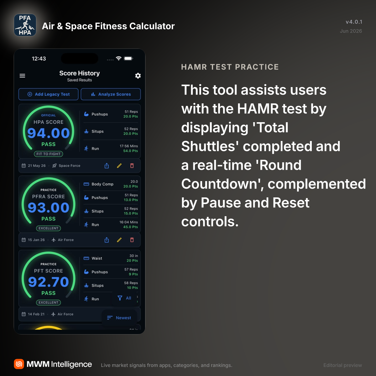 Air & Space Fitness Calculator - Health & Fitness App | MWM