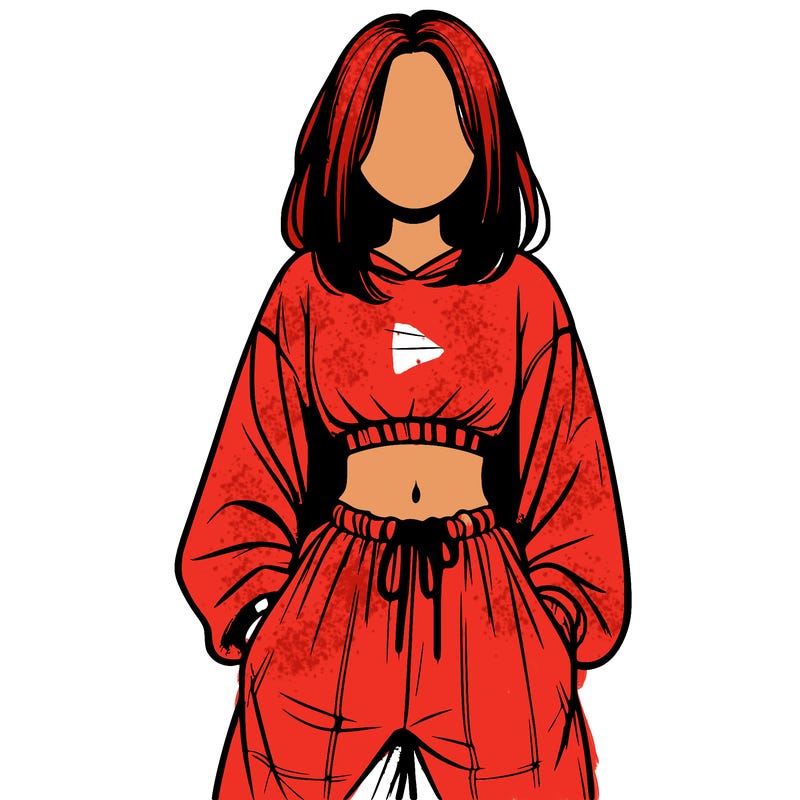 realistic girl faceless with baggy pants and a crop top