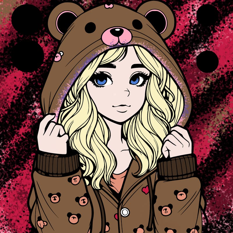 realistic girl in a animal pjs hoodie