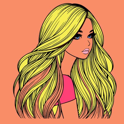realistic girl with long realistic hair