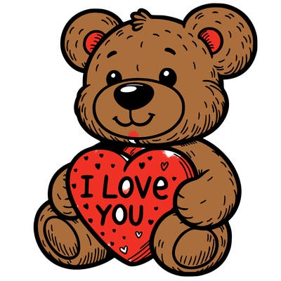 teddy bear holding an i love you heart