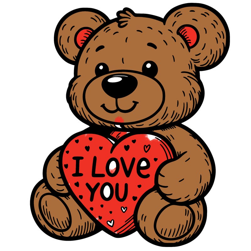 teddy bear holding an i love you heart