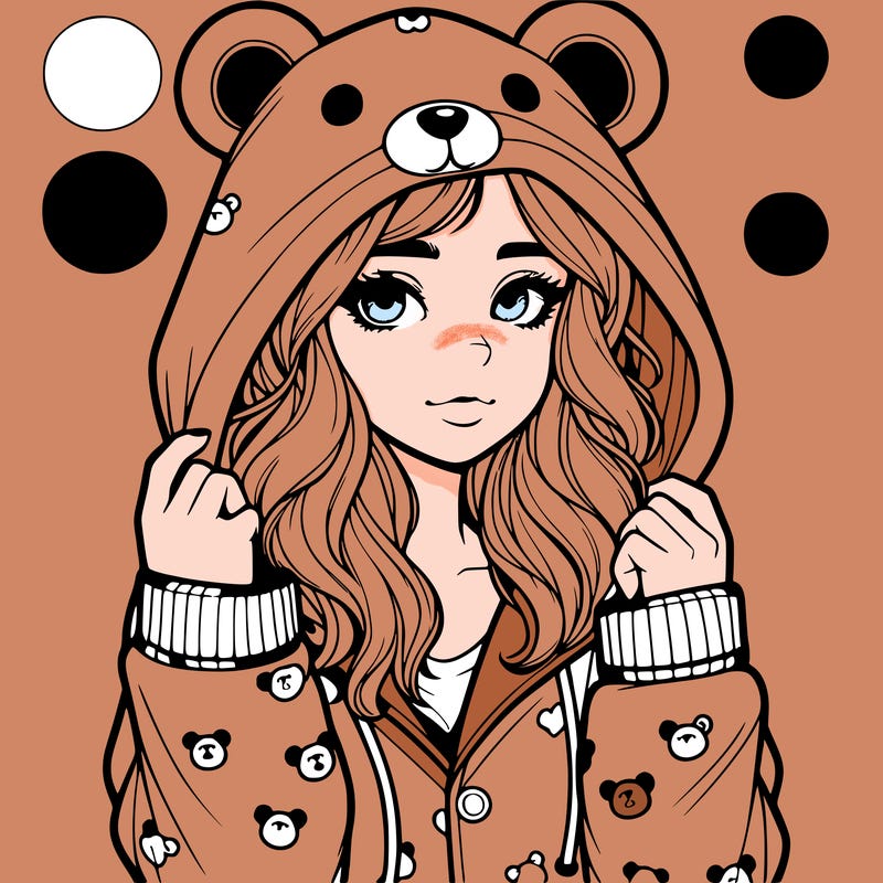 realistic girl in a animal pjs hoodie