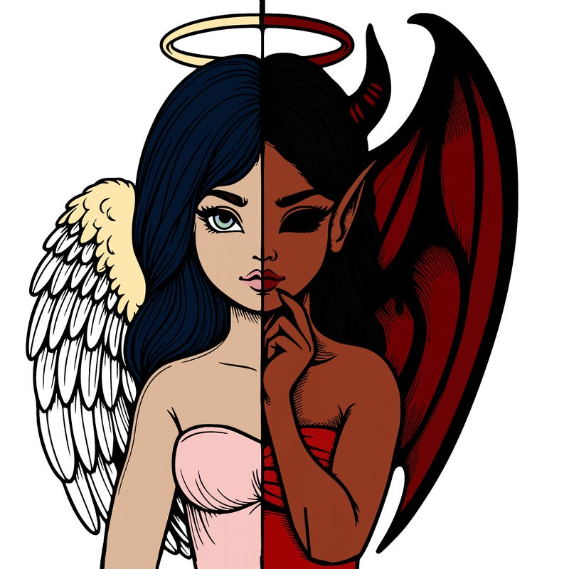 realistic angel half demon