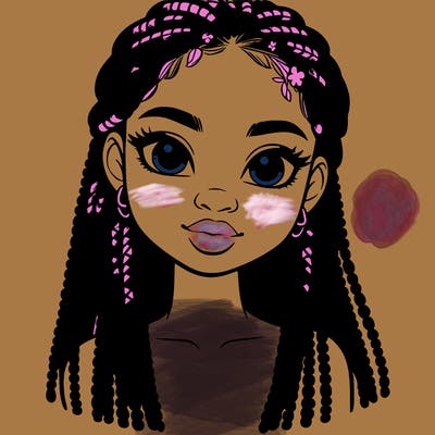 a realistic black girl with braids