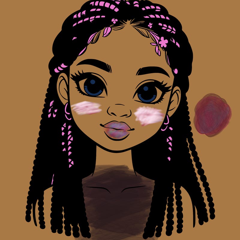 a realistic black girl with braids