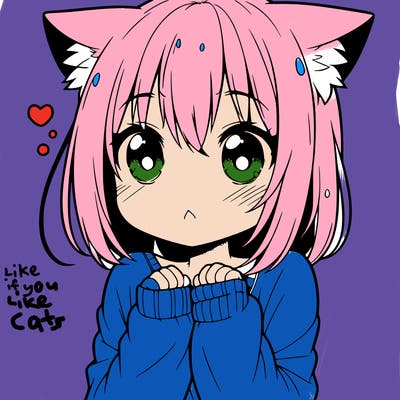 shy anime catgirl