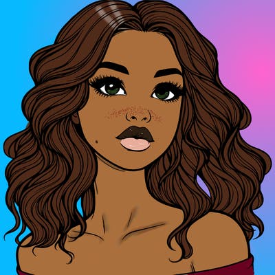 realistic girl with wavy hair and lips