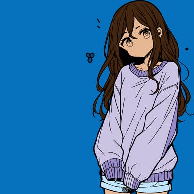 manga teen girl  in a sweater and baggy pants