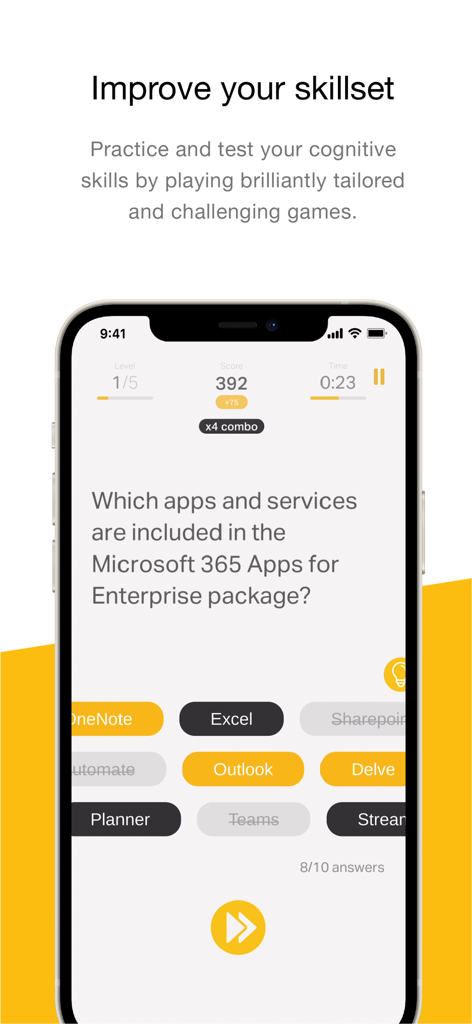 Coach: Efficient Microlearning - Gioco di quiz aziendali interattivo nell'app Coach per migliorare i set di competenze professionali.
