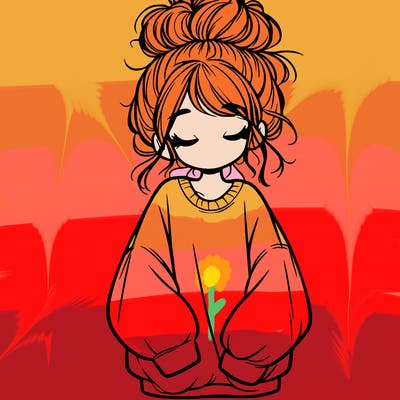 girl with baggy sweatshirt and messy bun