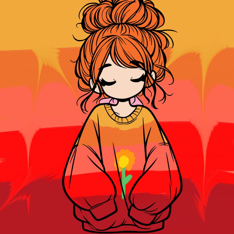 girl with baggy sweatshirt and messy bun